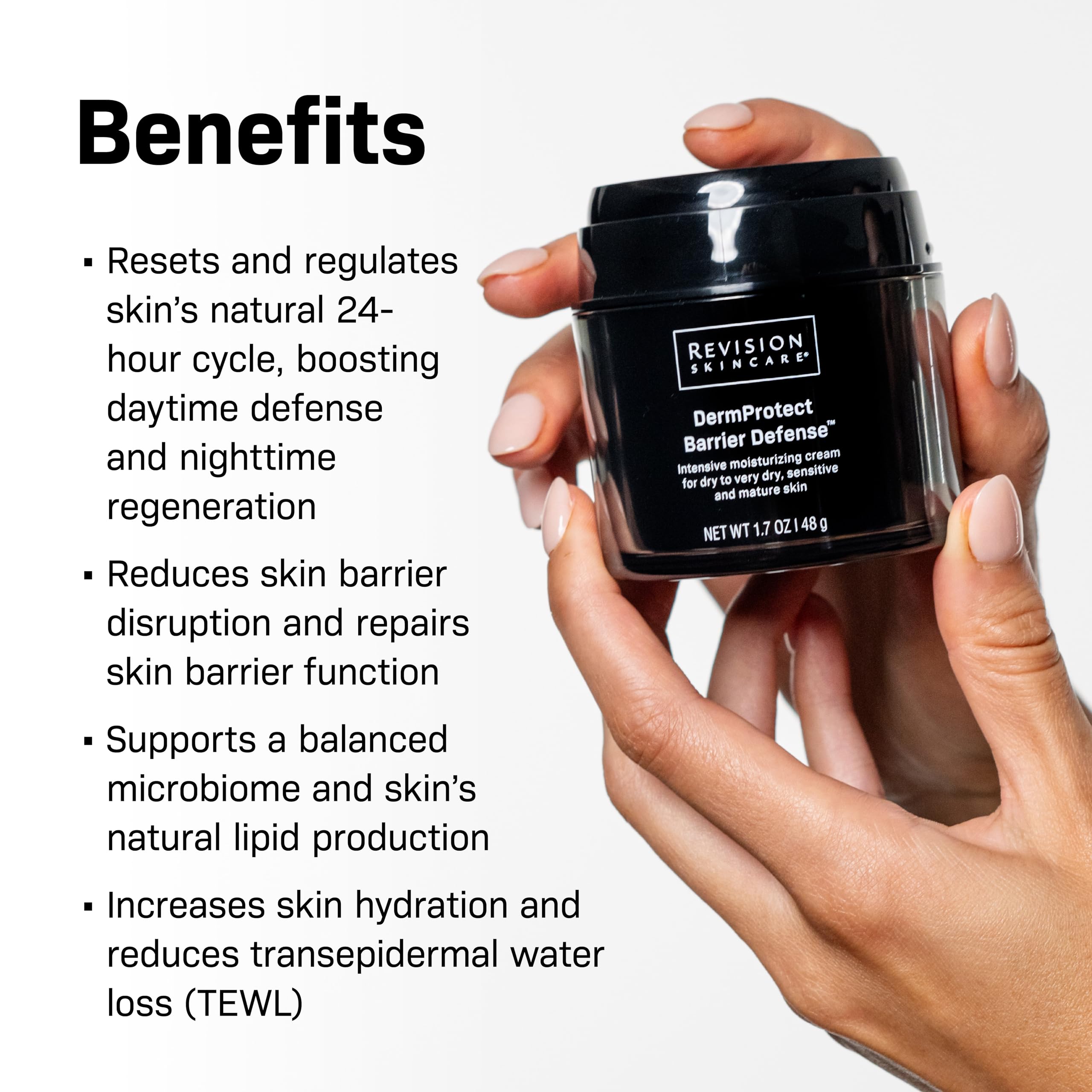 Revision DermProtect cream texture close-up highlighting rich hydration