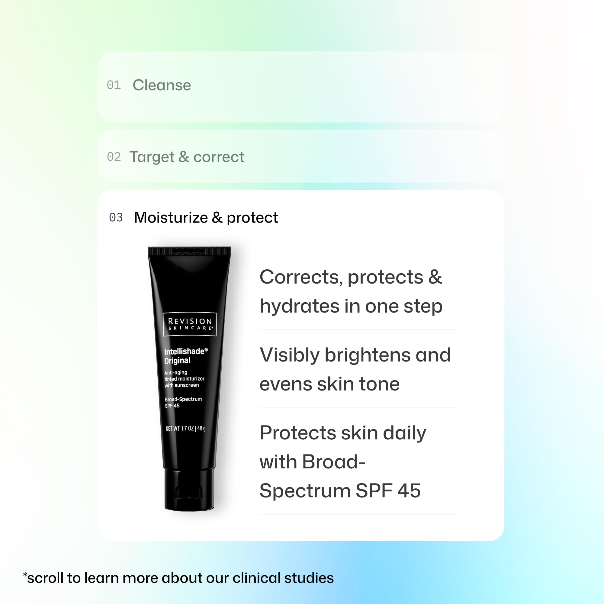 Revision Skincare before and after comparison showing improved tone and texture