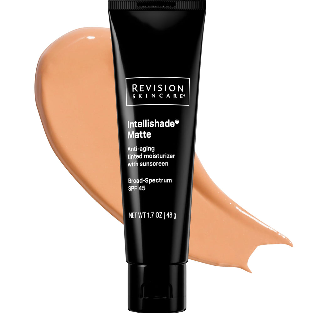 Revision Skincare tube front view showing SPF and matte tint for daily protection