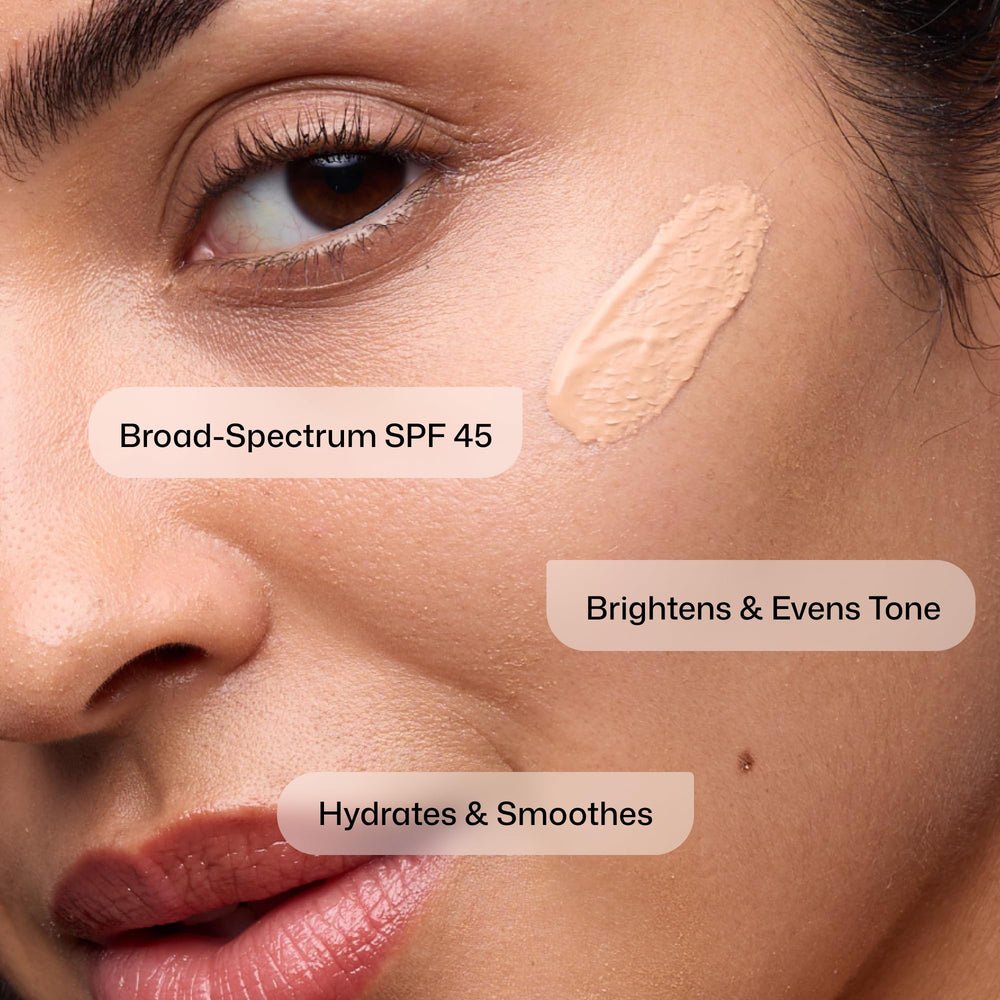 Revision Skincare tint blended on skin demonstrating natural, even coverage