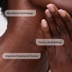 Hand applying Revision Skincare to neck showing focused use for firmer jawline