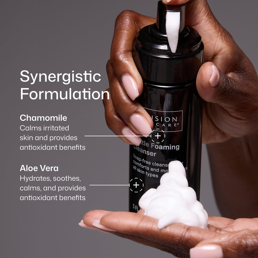 Revision Skincare cleanser lathered in hand demonstrating effective makeup removal