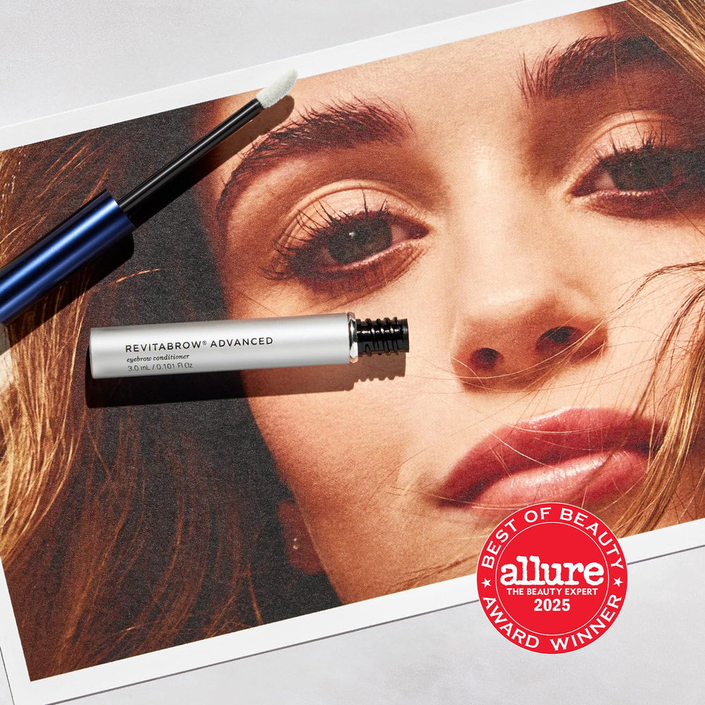 RevitaLash RevitaBrow applied on brows in lifestyle scene, showing natural definition benefit