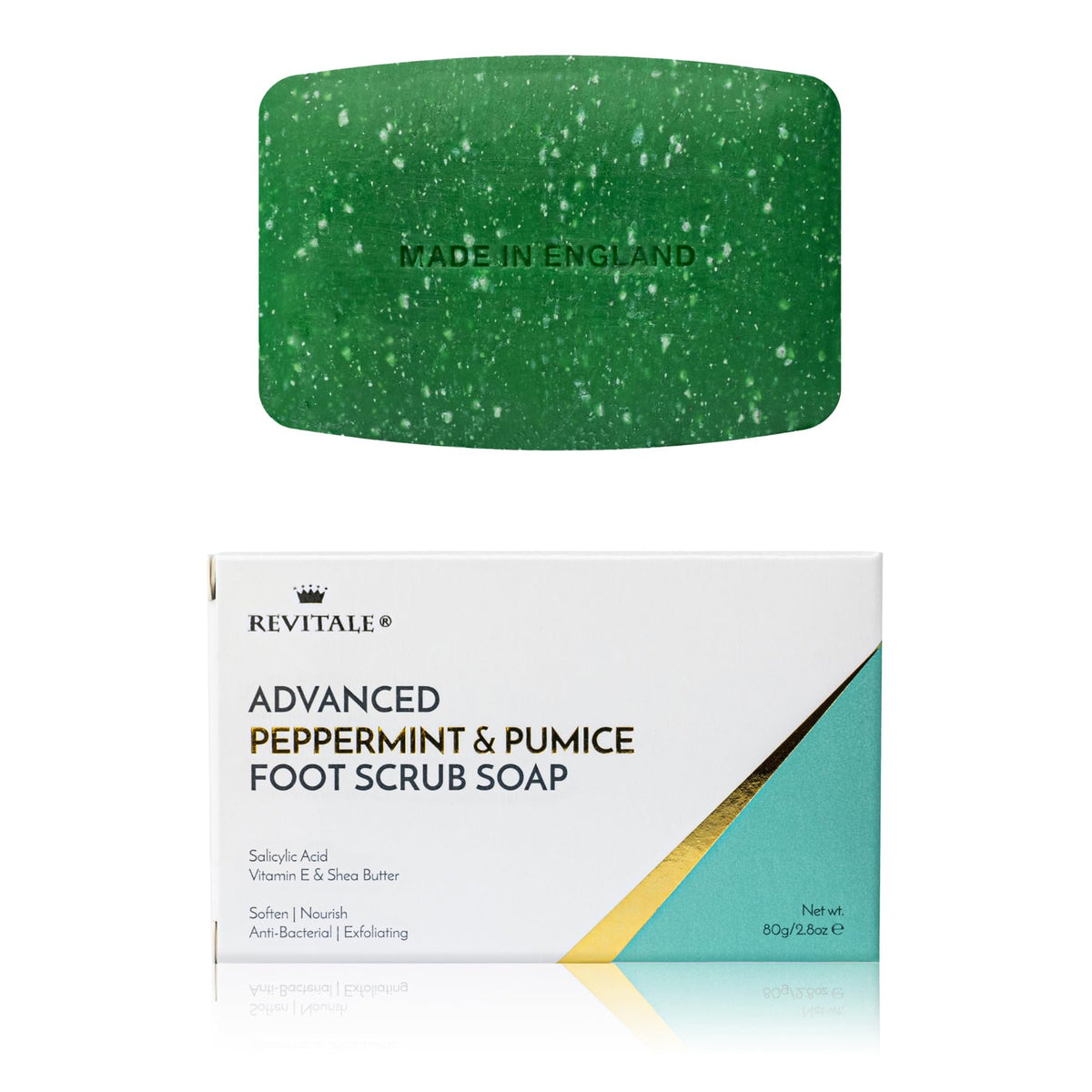 REVITALE front packaging showing exfoliating foot bar and benefits