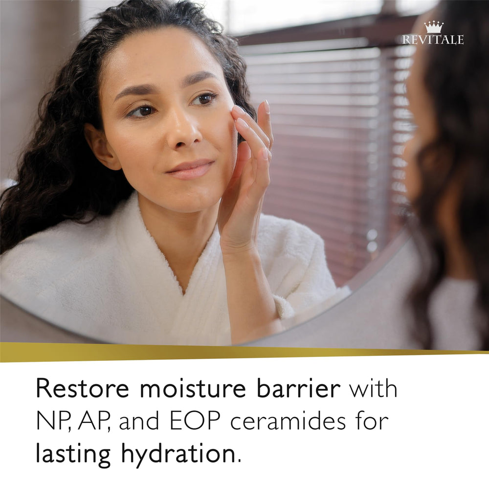 REVITALE soap in hand while applying, illustrating easy on-skin application
