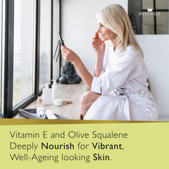 REVITALE foamy lather in hands demonstrating effective gentle wash