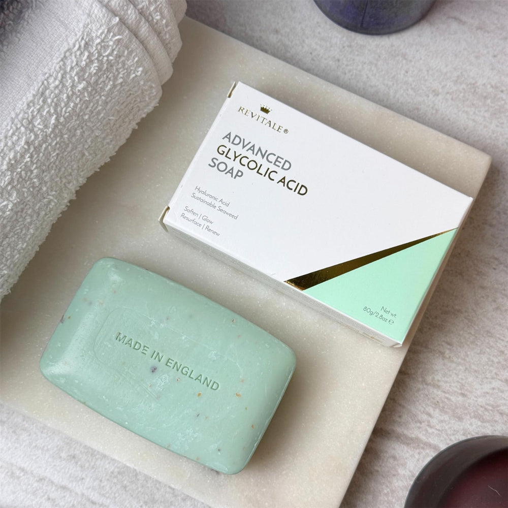REVITALE soap on bath shelf lifestyle scene for everyday use