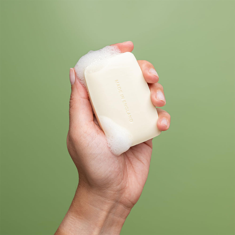 REVITALE soap resting on ceramic dish highlighting neat storage