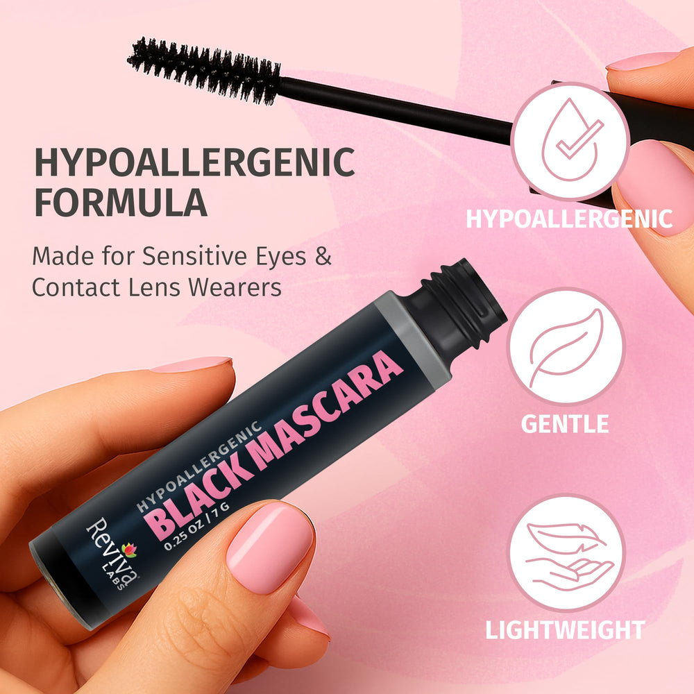 Application on lashes demonstrating Reviva Labs volumizing and lengthening effect