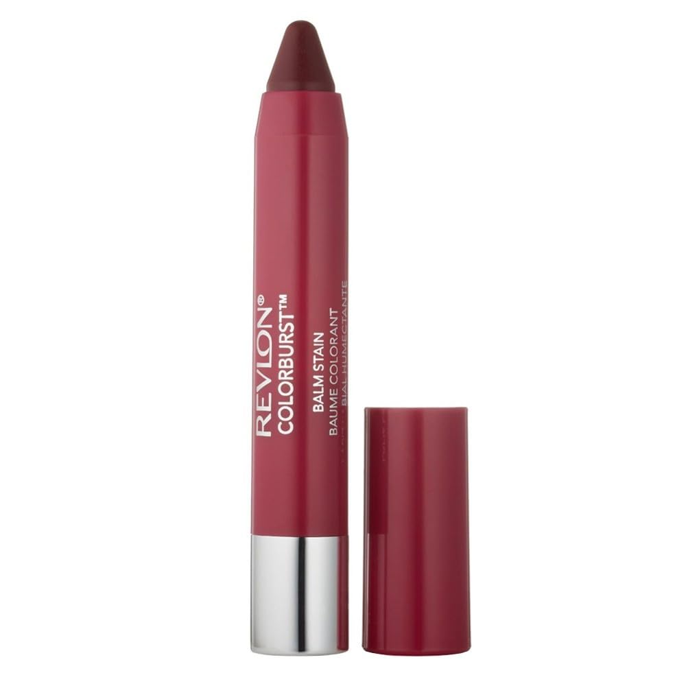 Revlon balm stain front packaging showing shade 030 Smitten and retractable tip for easy use
