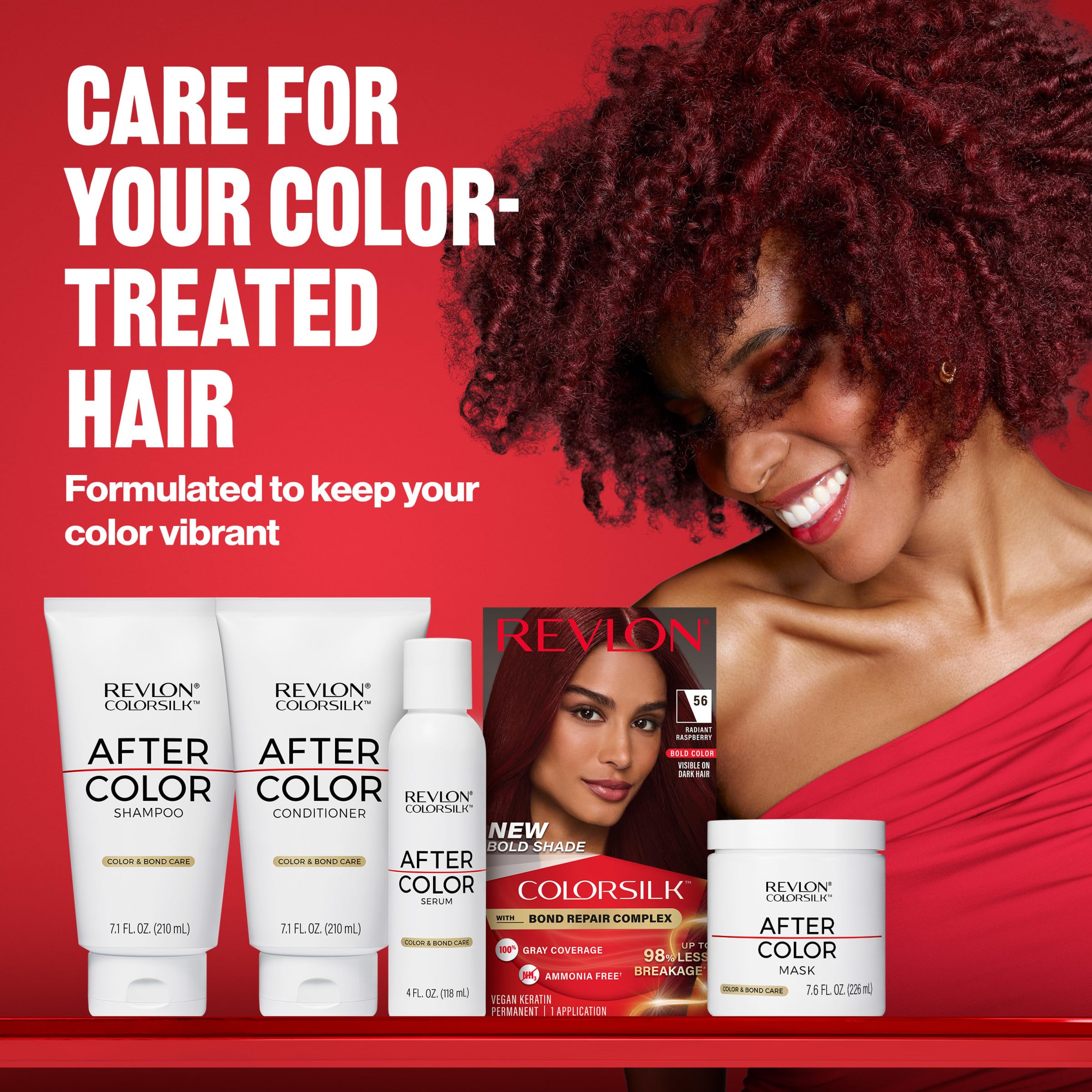 REVLON before and after hair showing smoother, shinier results