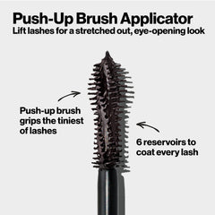 Revlon before and after lashes showing lifted, volumized effect