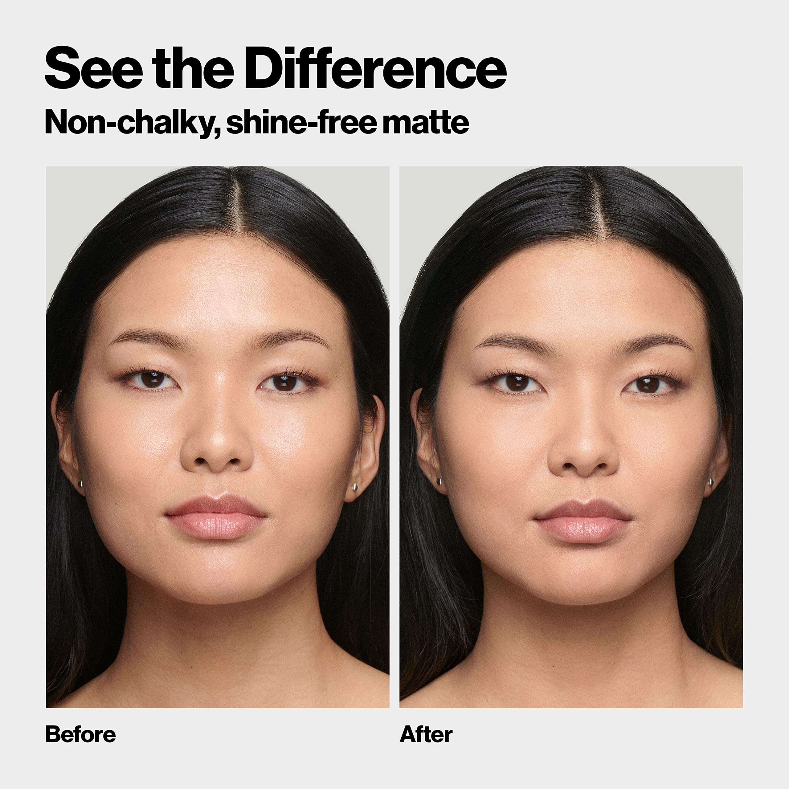Revlon ColorStay Blot in-use with brush applying powder to cheek to control shine benefit
