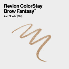 Revlon pencil tip closeup in Ash Blonde showing powder finish for natural fill benefit