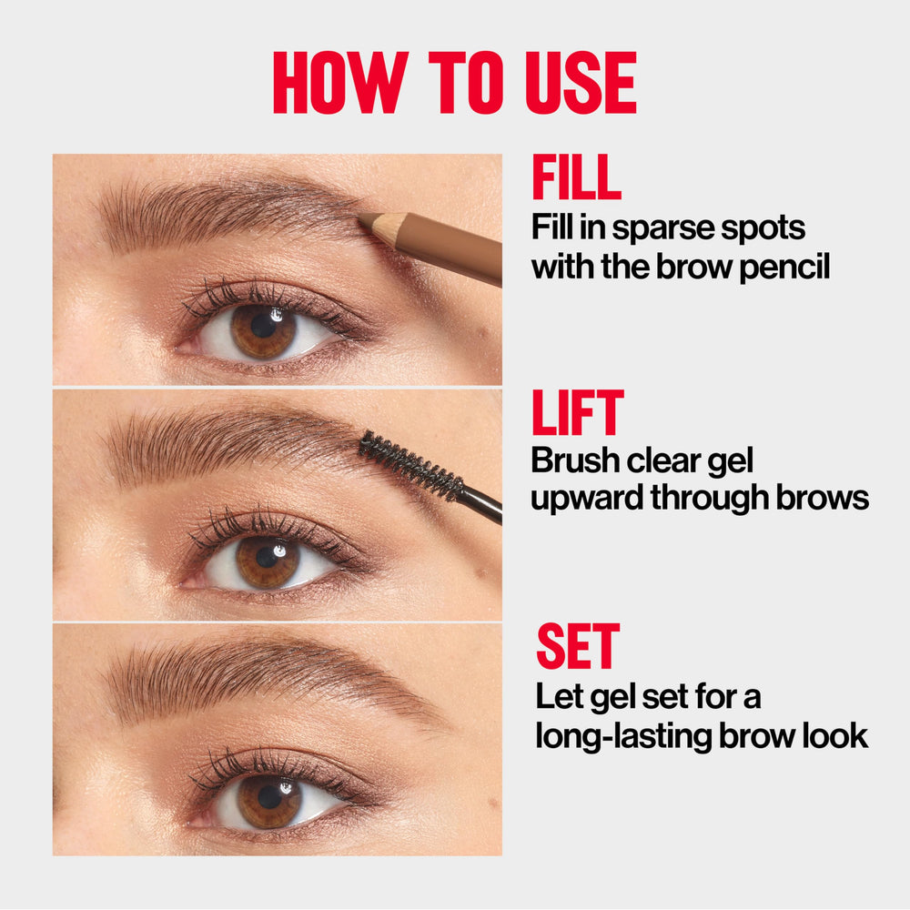 Revlon before and after brows showing fuller look and visible transformation benefit