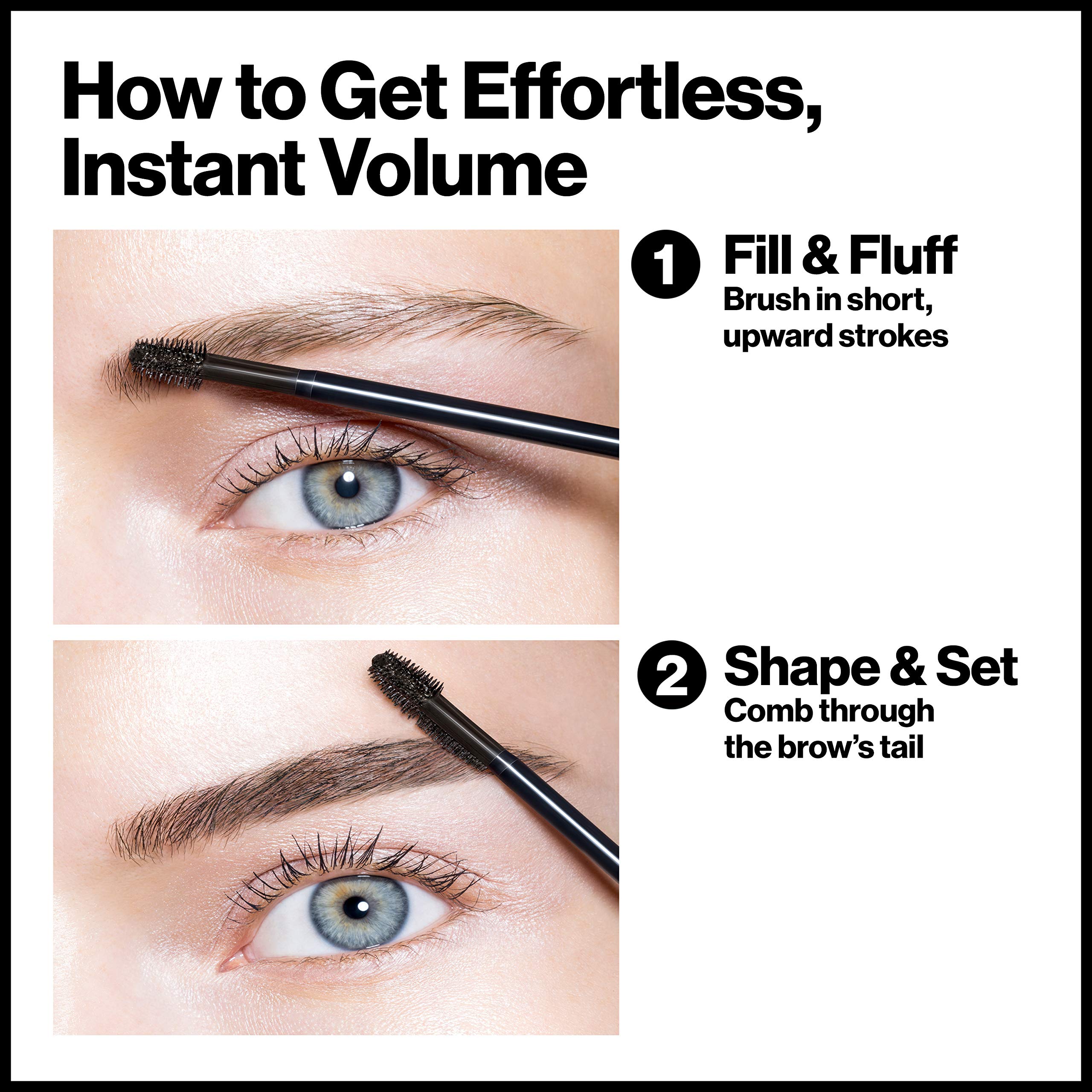 Revlon brow fiber filler 303 medium brown swatch on arm demonstrating true shade