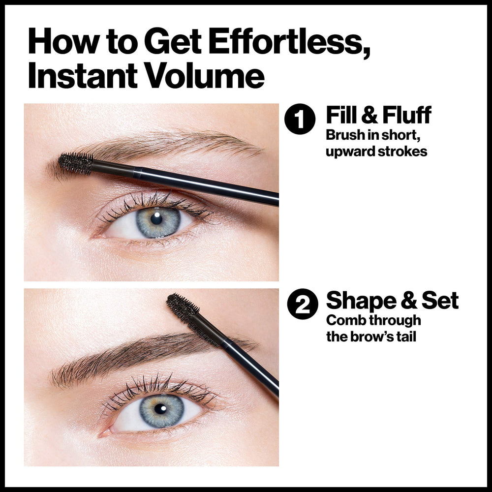 Revlon brow fiber filler 303 medium brown swatch on arm demonstrating true shade