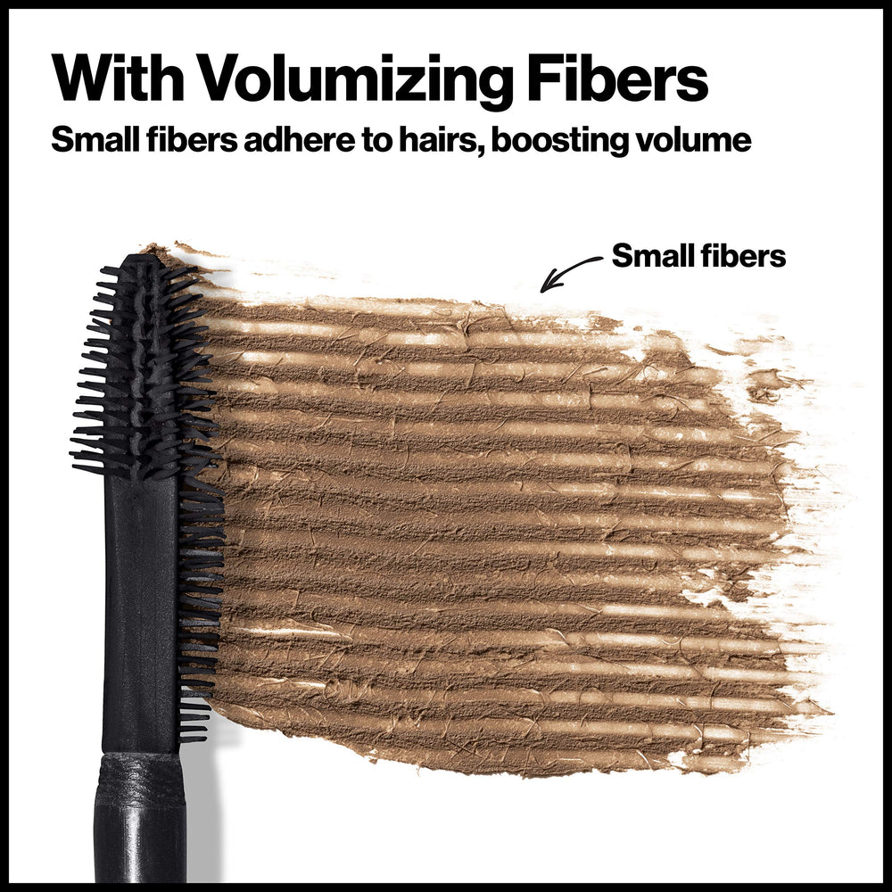 Revlon brow fiber filler texture closeup showing volumizing fibers