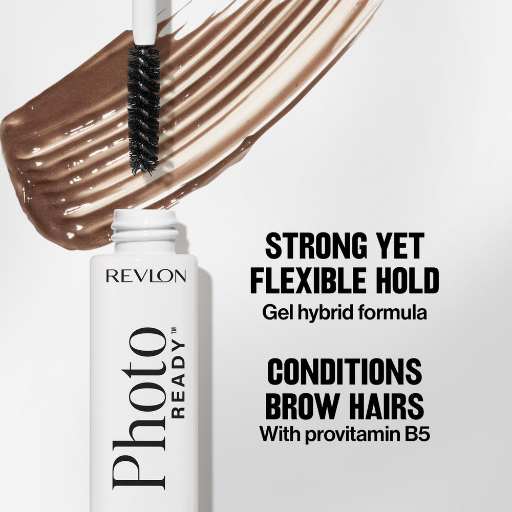 Revlon before and after brows showing fuller-looking conditioned hairs