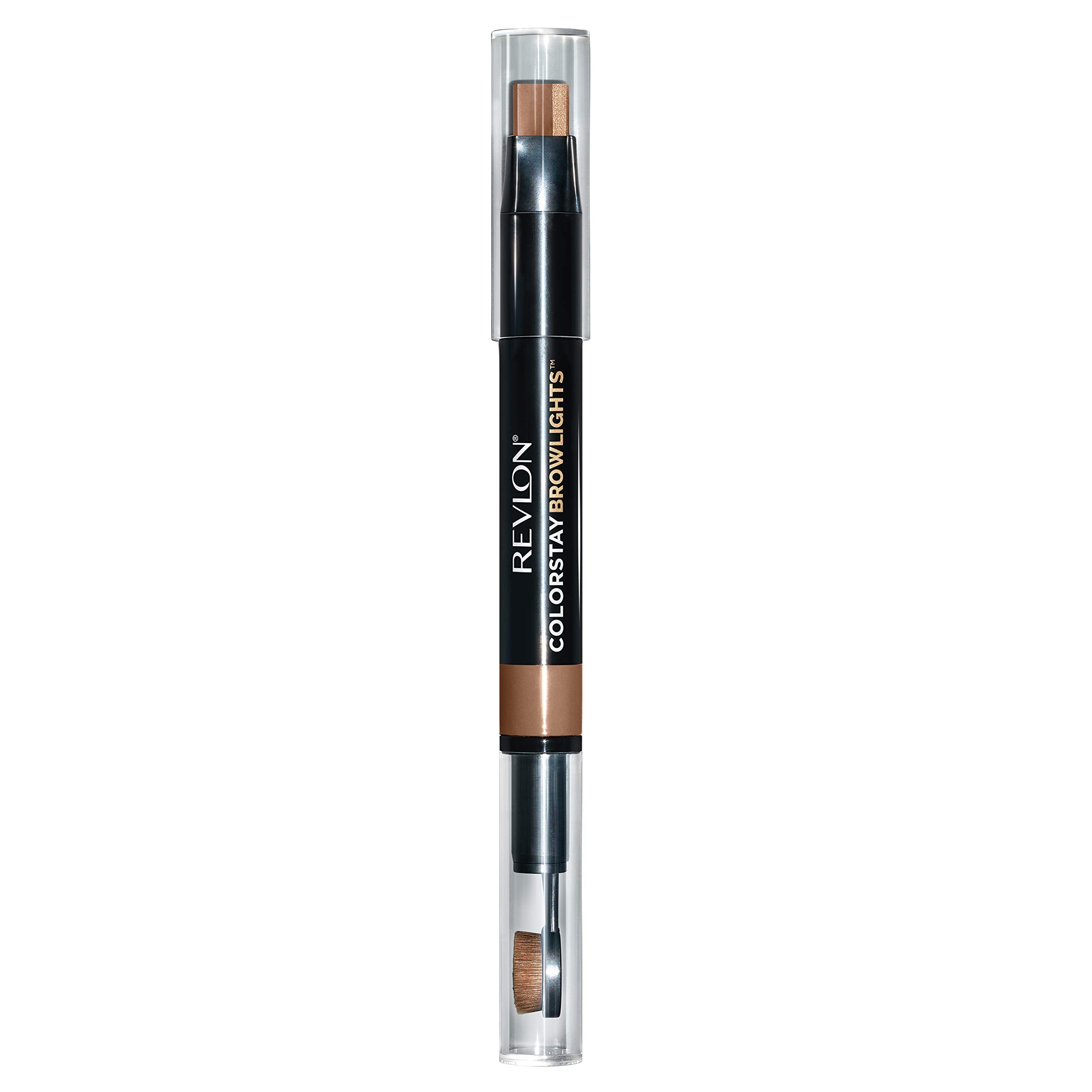 Revlon BrowLights pencil front view showing packaging and product benefits