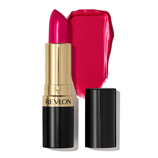 Revlon embossed lipstick bullet close-up highlights texture benefit: premium feel