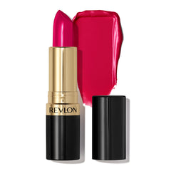 Revlon embossed lipstick bullet close-up highlights texture benefit: premium feel