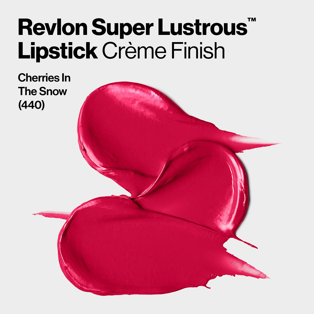 Revlon lipstick held in hand for scale shows product size benefit: travel-friendly