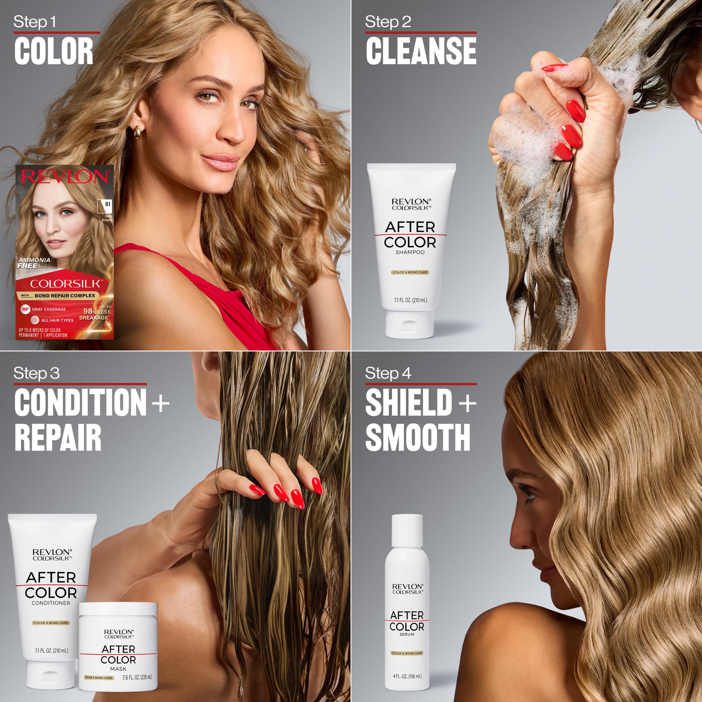 REVLON ColorSilk in bathroom styling scene showing everyday salon maintenance
