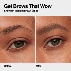 Revlon ColorStay before and after brow application shows natural-looking definition