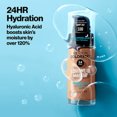 Revlon ColorStay applied with a brush showing even application and buildable coverage