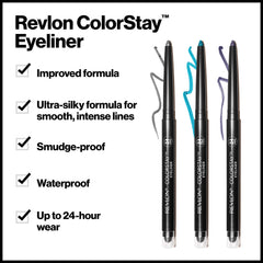 Revlon ColorStay applied on eye highlighting bold teal definition