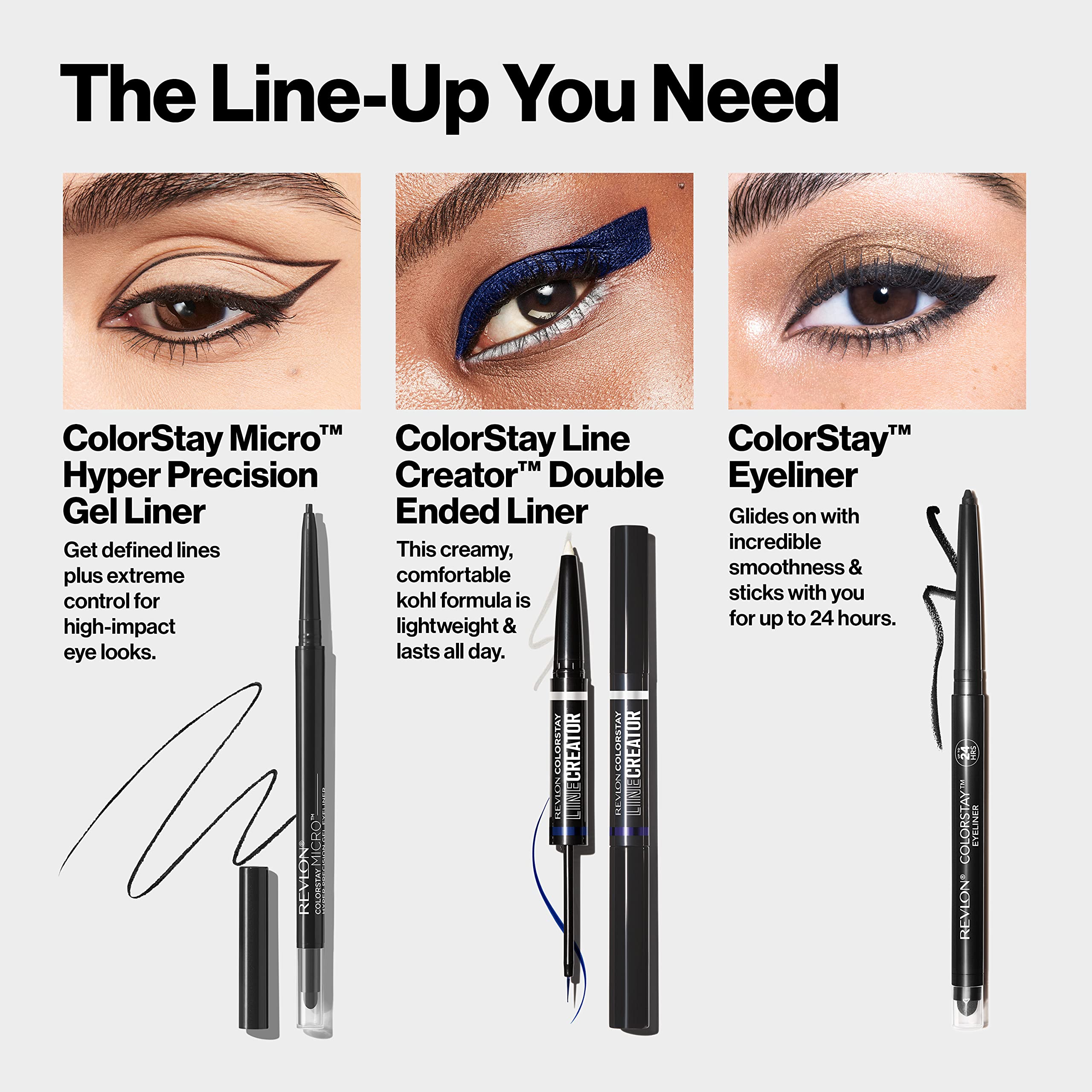 REVLON back label close-up showing long-wear and water-resistant claims benefit: informed choice