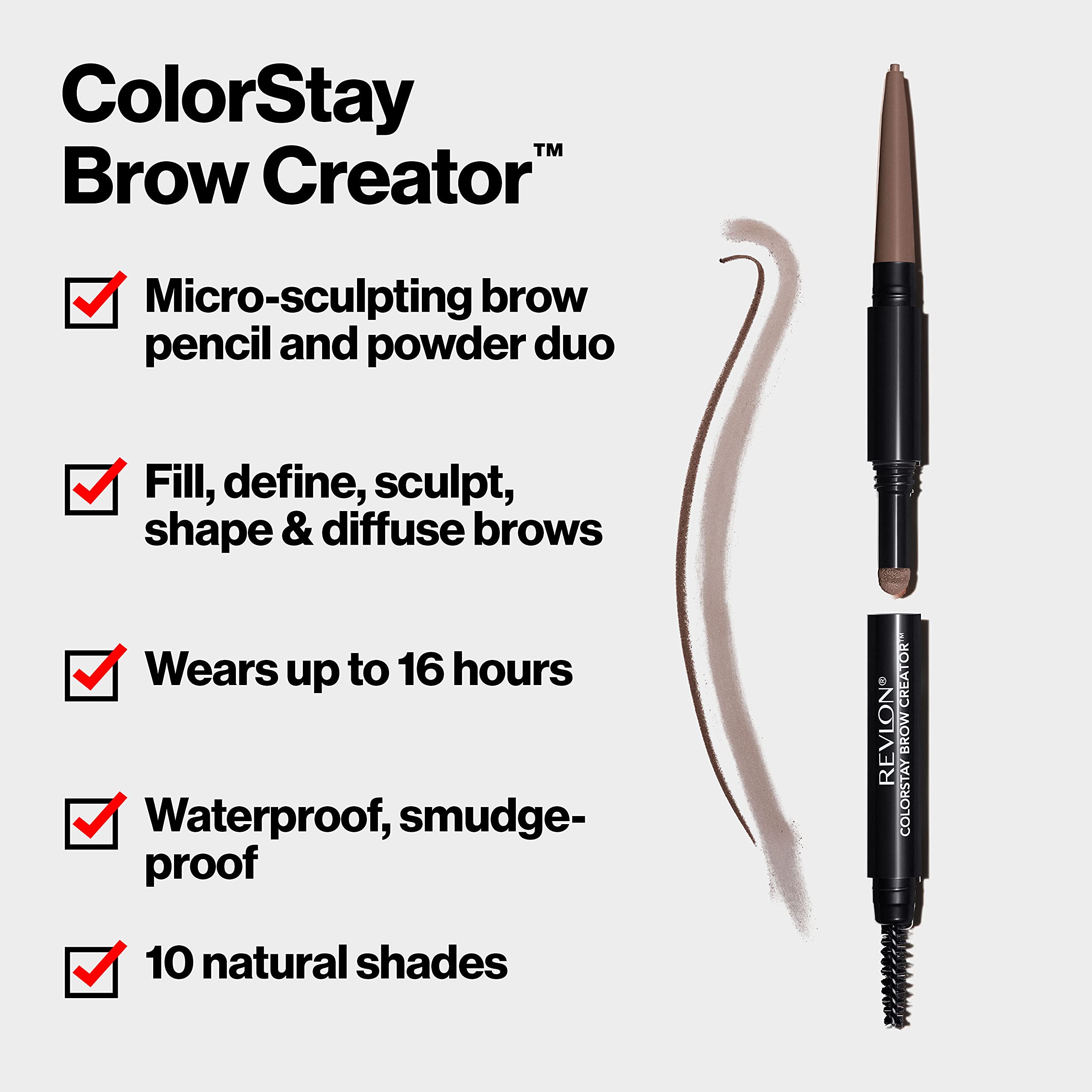 Revlon ColorStay Brow Creator powder pan detail shows velvety texture for blended fullness