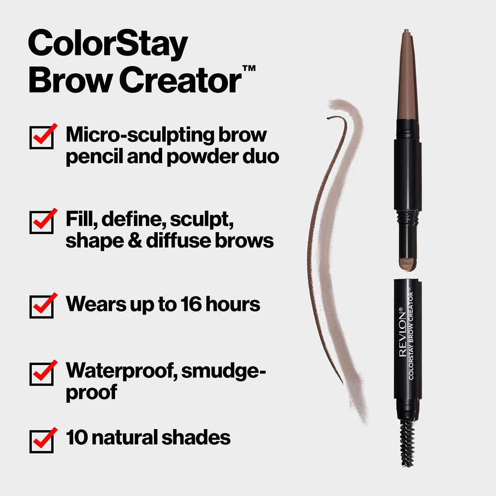 Revlon ColorStay Brow Creator powder pan detail shows velvety texture for blended fullness