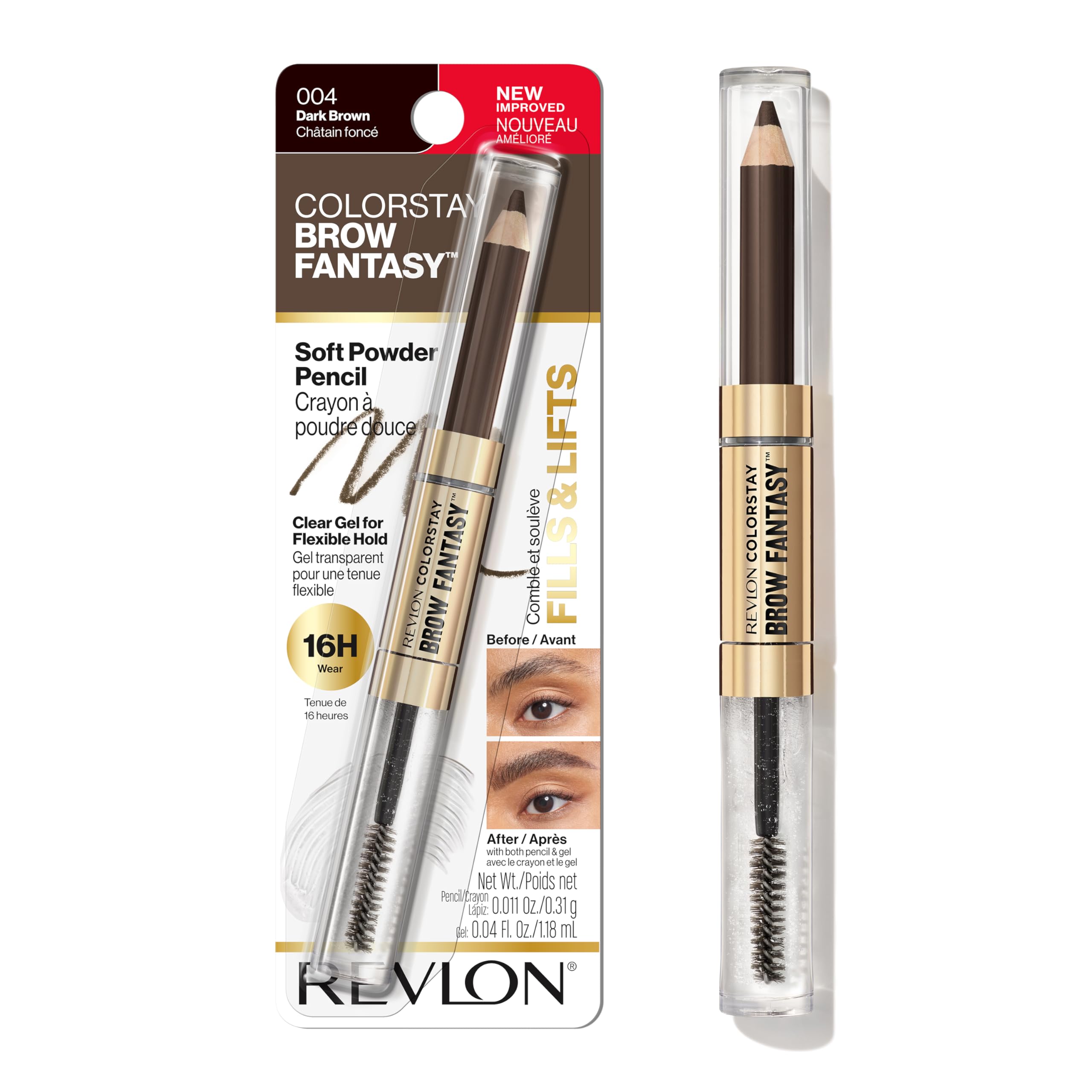 Revlon ColorStay Brow Fantasy front view shows dual‑ended tool and compact design