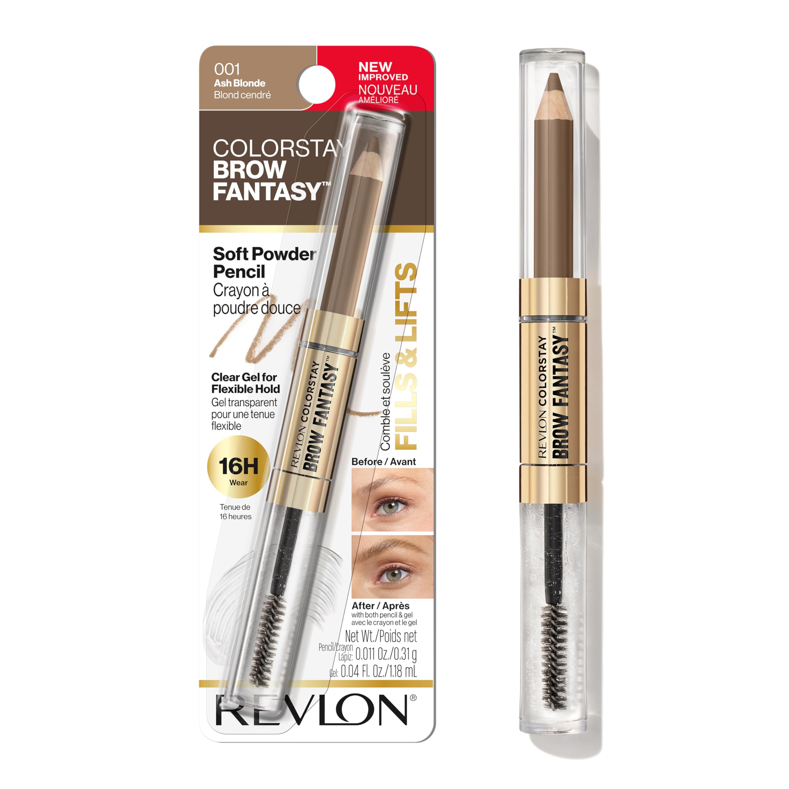 Revlon ColorStay Brow Fantasy front view showing dual ends and compact design benefit