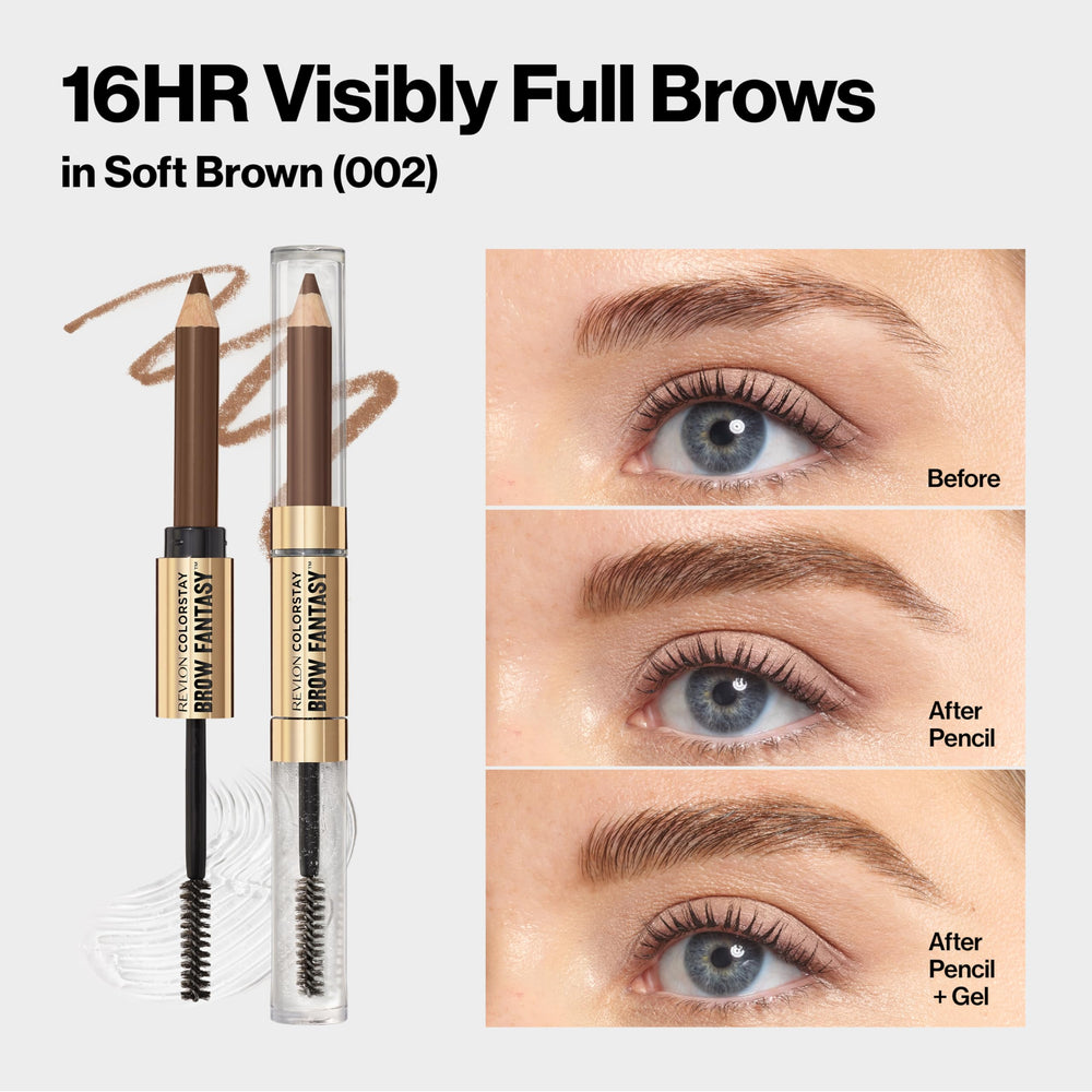 Revlon ColorStay Brow Fantasy texture stroke swatch showing powdery finish