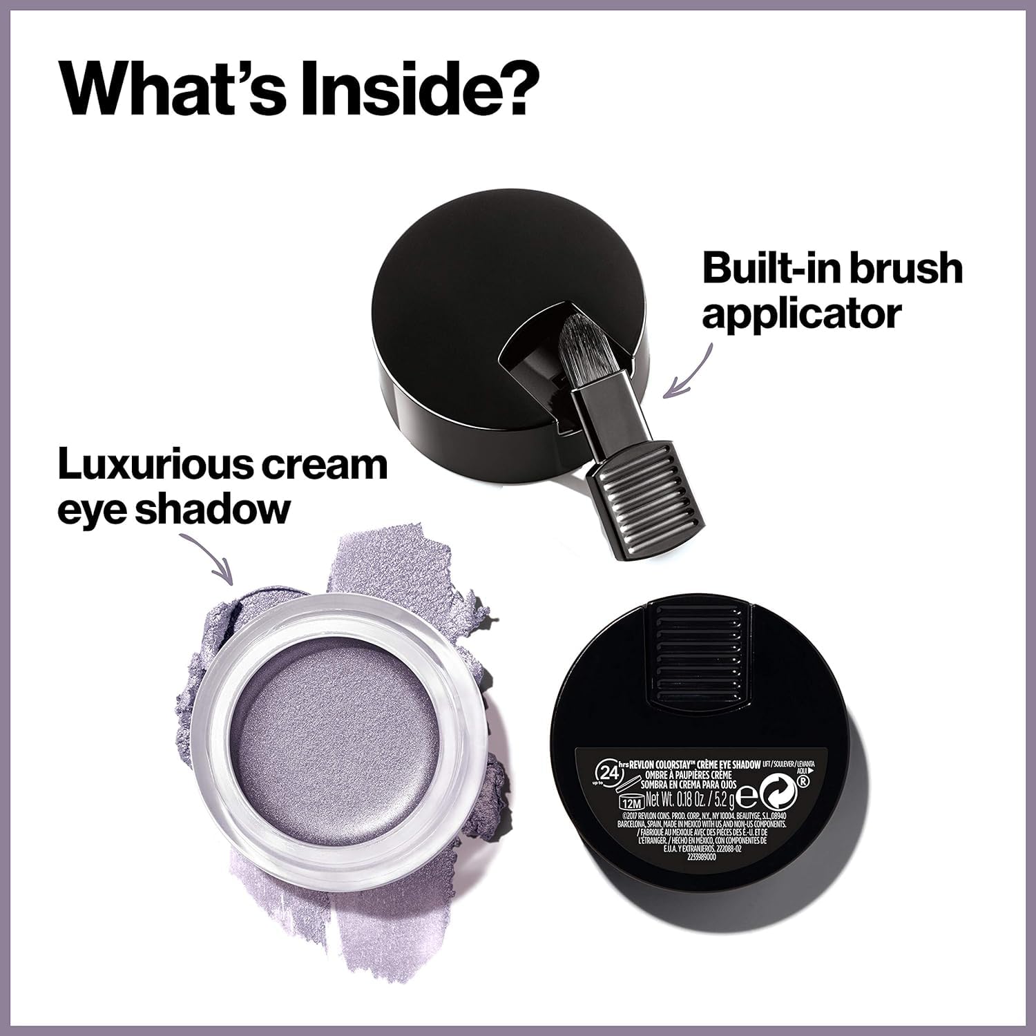 Revlon built-in brush in cap shown for precise, mess-free application