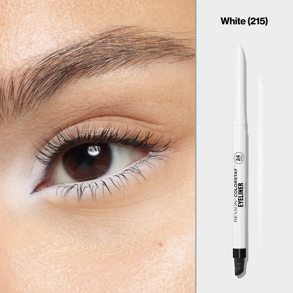 REVLON built-in sharpener detail on pencil showing convenience for on-the-go sharpening benefit neat lines