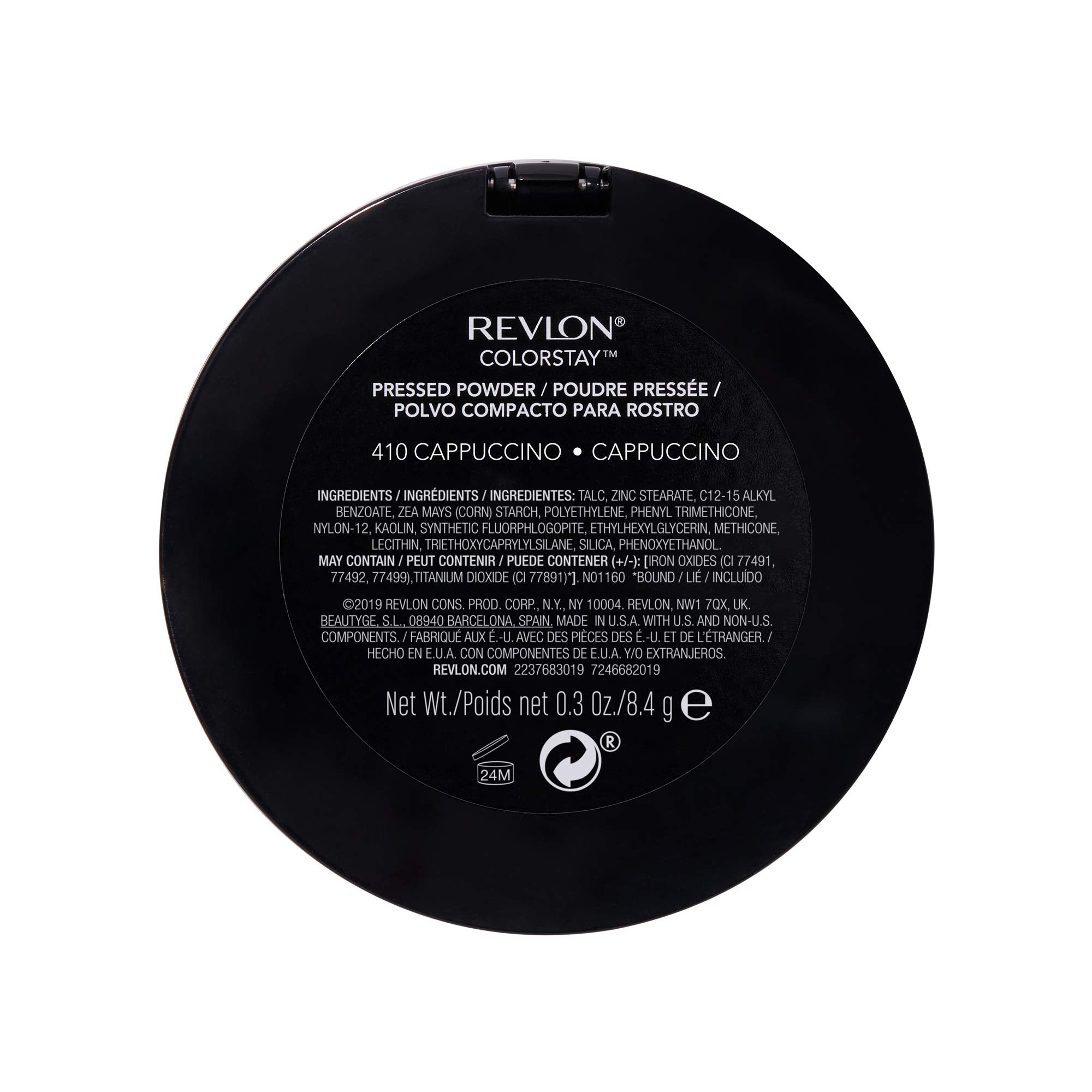 Revlon ColorStay compact held next to a coin to show scale and portability advantage