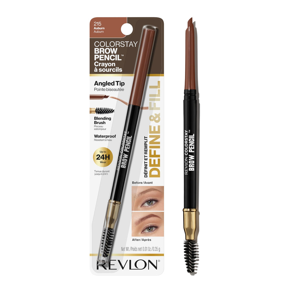 Revlon ColorStay eyebrow pencil front packaging showing product and shade