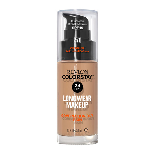 Revlon ColorStay front bottle in Chestnut showing packaging and benefit