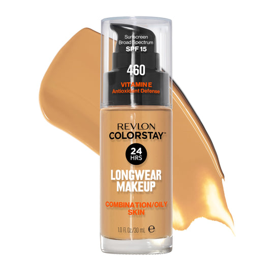 Revlon ColorStay front bottle in Macadamia showing lasting coverage benefit