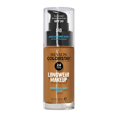 Revlon bottle front packaging showing 510 Pecan and benefits