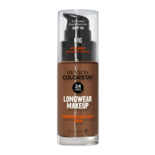 Revlon ColorStay front packaging showing shade Espresso 610 and benefits