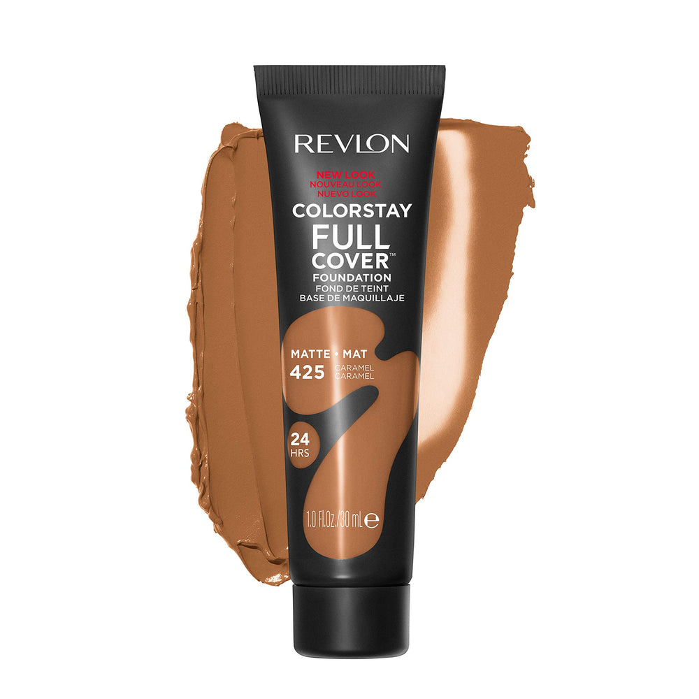 Revlon ColorStay front tube showing shade Caramel and easy application benefit
