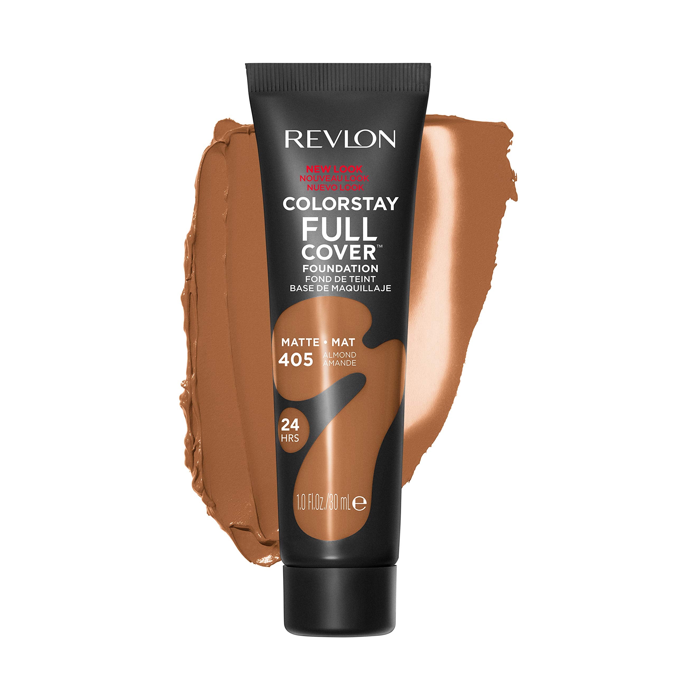Revlon ColorStay tube front view showing shade Almond and travel-friendly design