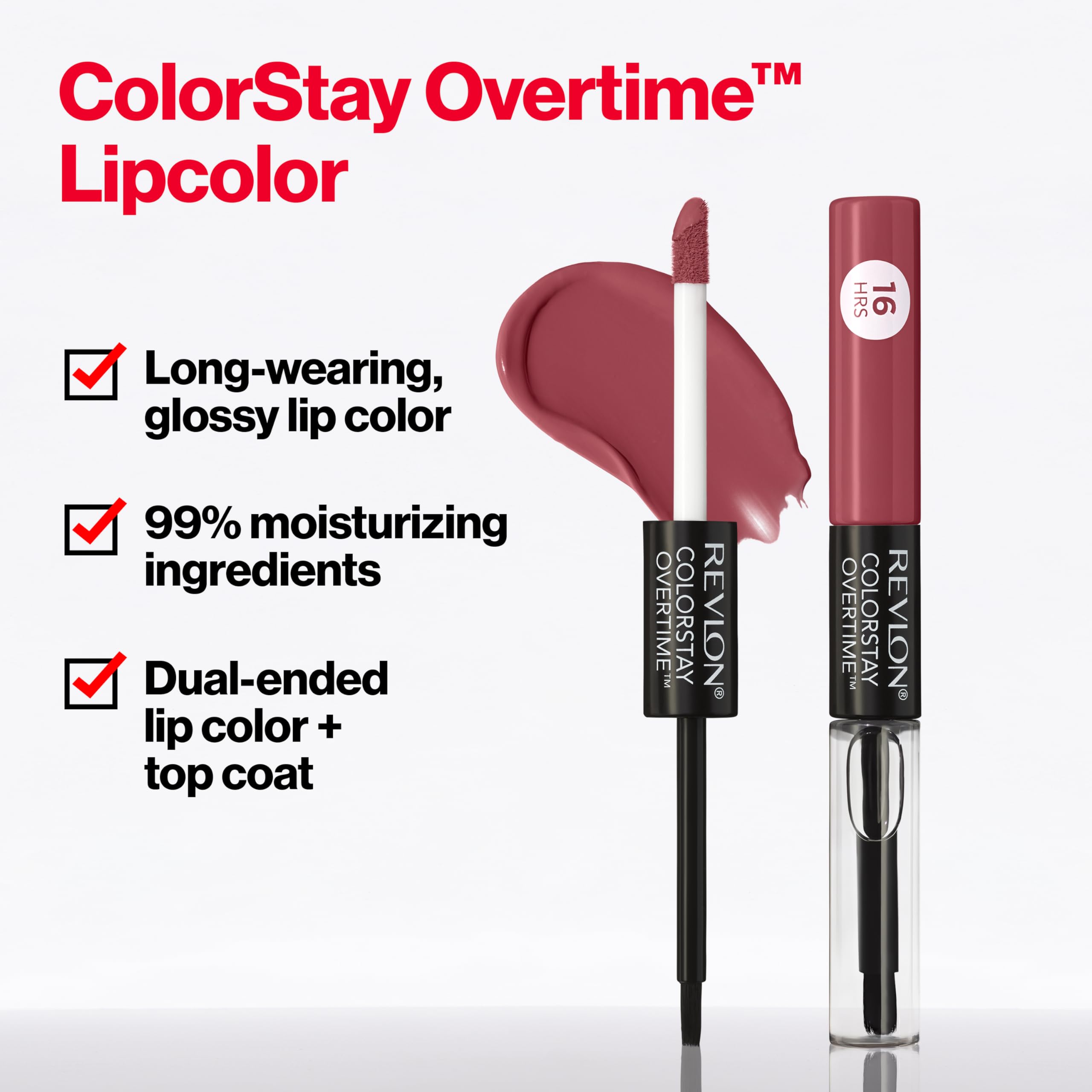 Close-up of Revlon clear gloss topcoat highlighting shine and moisturizing effect
