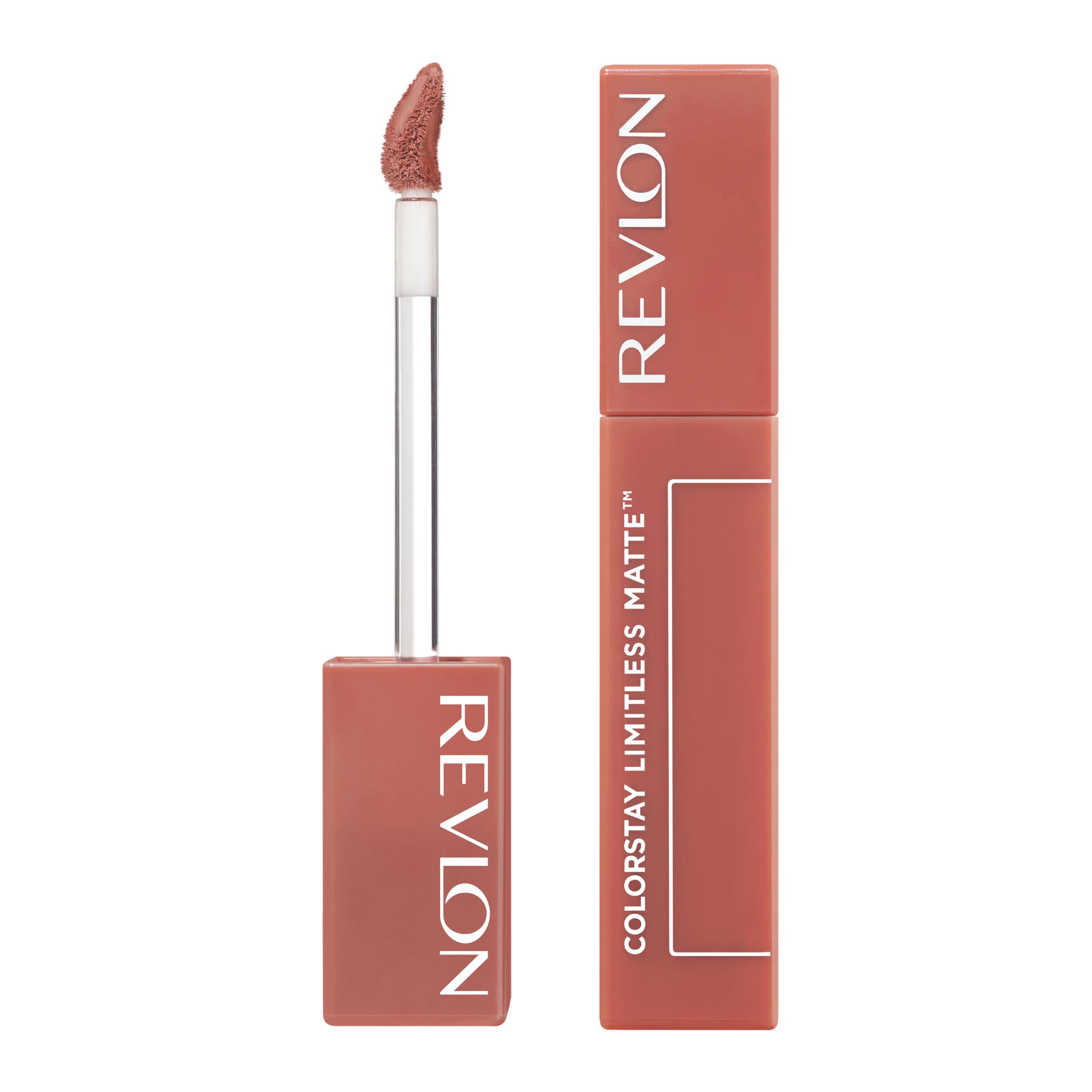 Revlon lipstick front packaging showing shade and compact design benefits