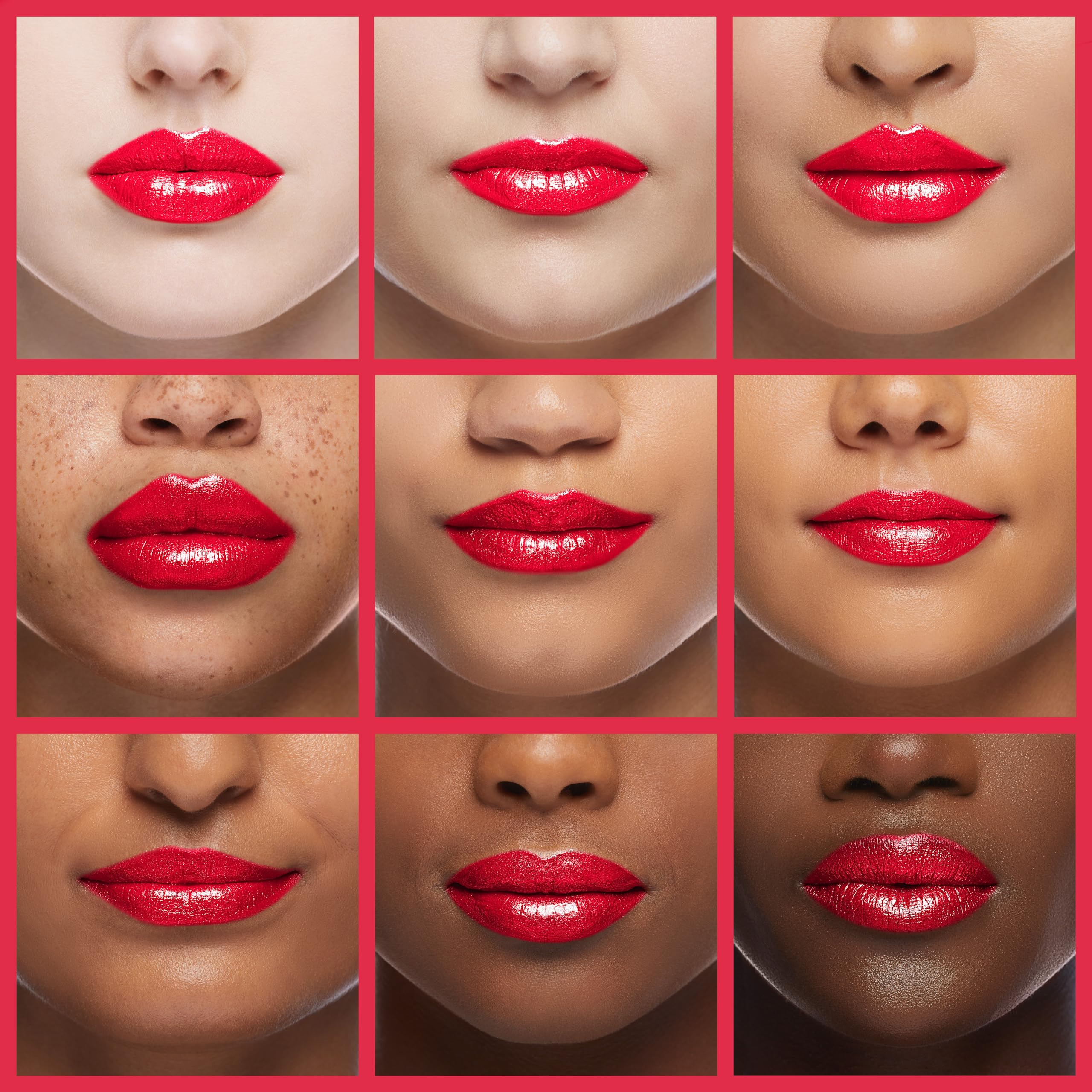 Revlon applied on lips close-up demonstrating satin, longwear benefit